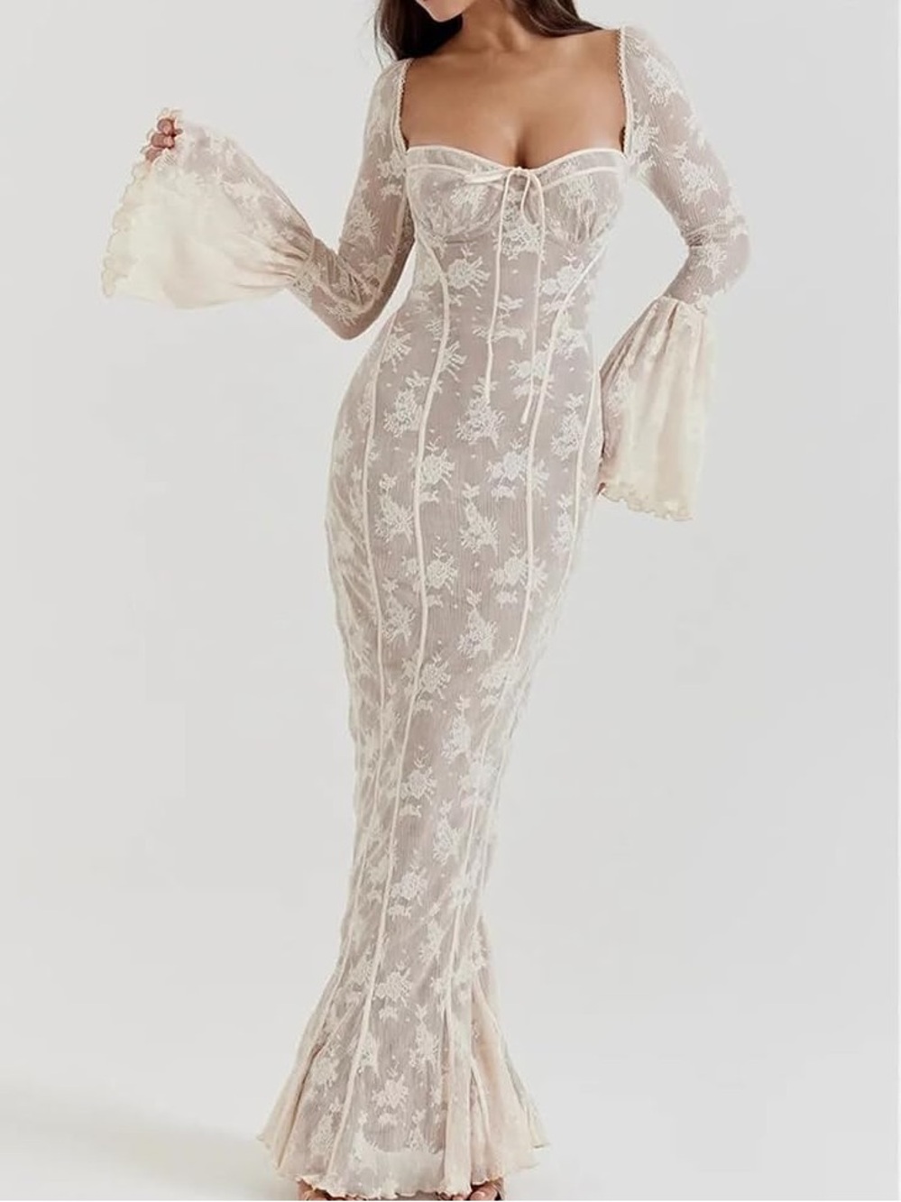NWT Angel Lane Long Sleeve Lace Maxi Dress